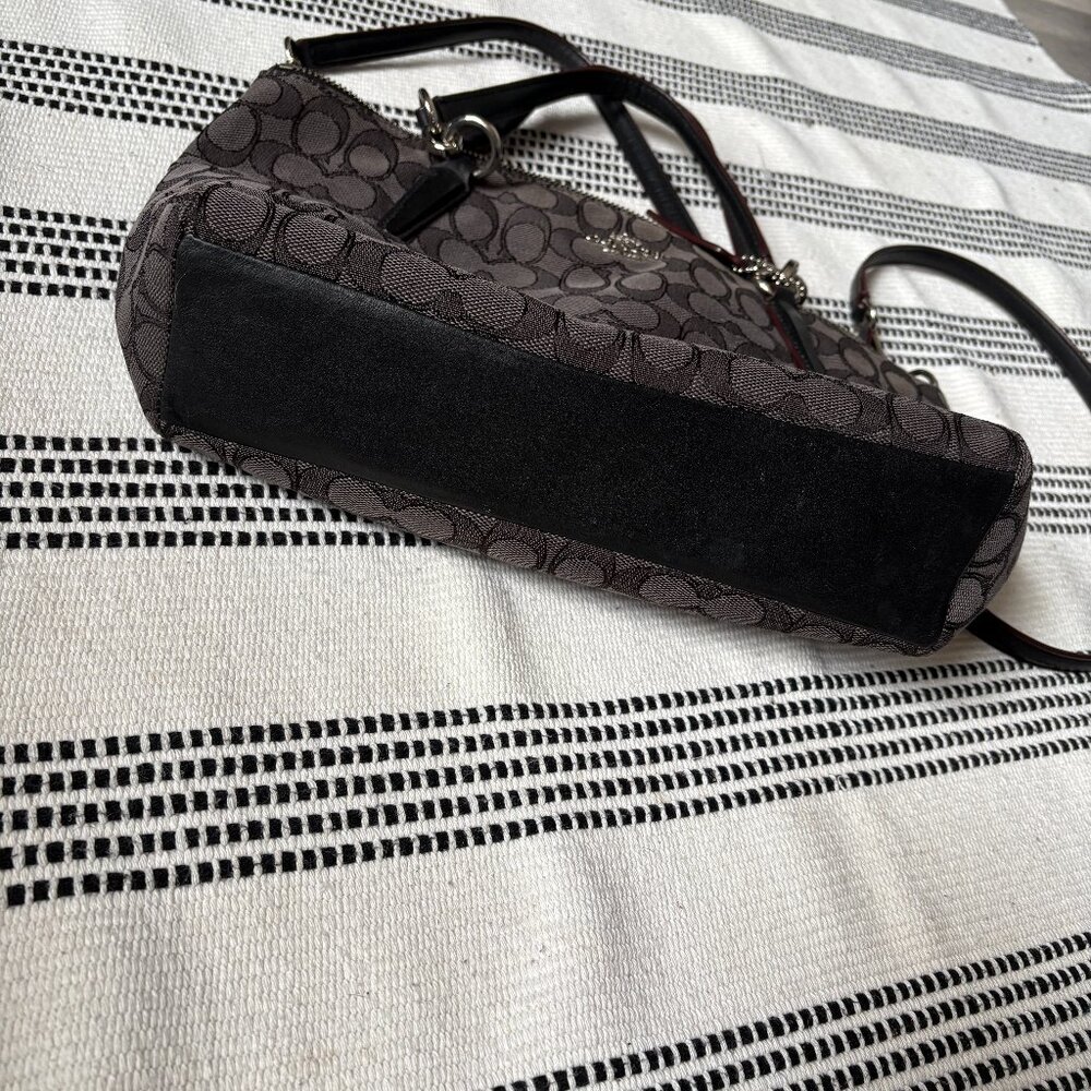 COACH Kelsey Black Monogram Canvas Satchel - Picture 10 of 11